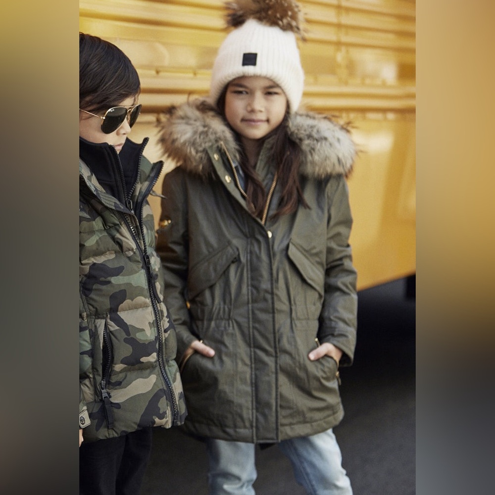 SAM. Kids Hudson army green Coated genuine fur hood coat jacket